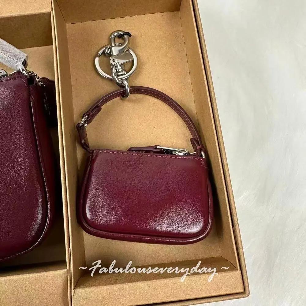 Coach Boxed Nolita 19 And Nolita Bag Charm Set In Leather/Silver/Dark Wine CCK95